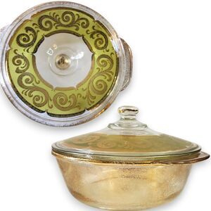 Fire-King Culver Toledo Green Casserole 2qt Vintage